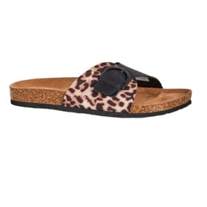 LEOPARD PRINTED BUCKLE FRONT SLIDE 8.5W NWT
